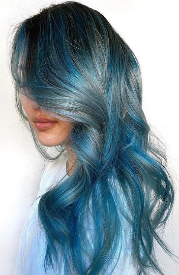 Aquatic Black And Blue Hair Color Ideas