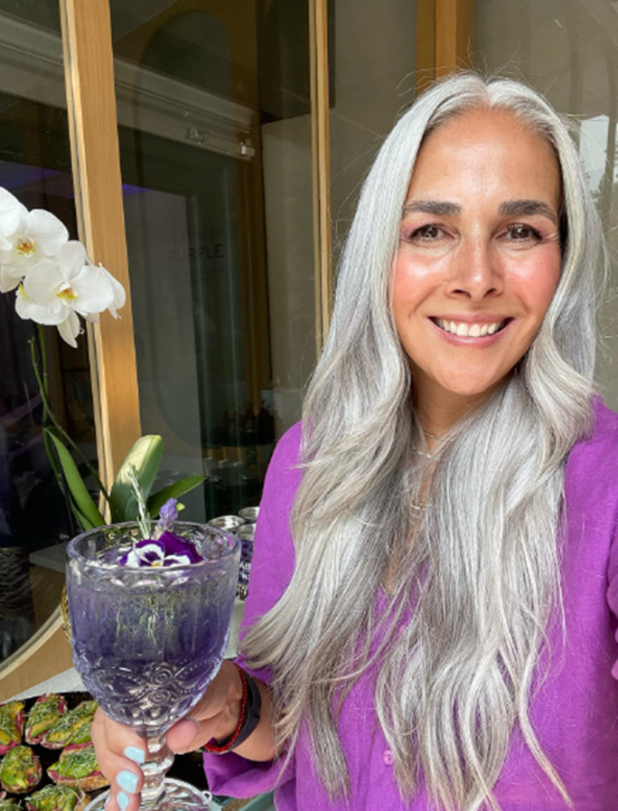 Ash Gray Long Length Hairstyle For Women Over 50