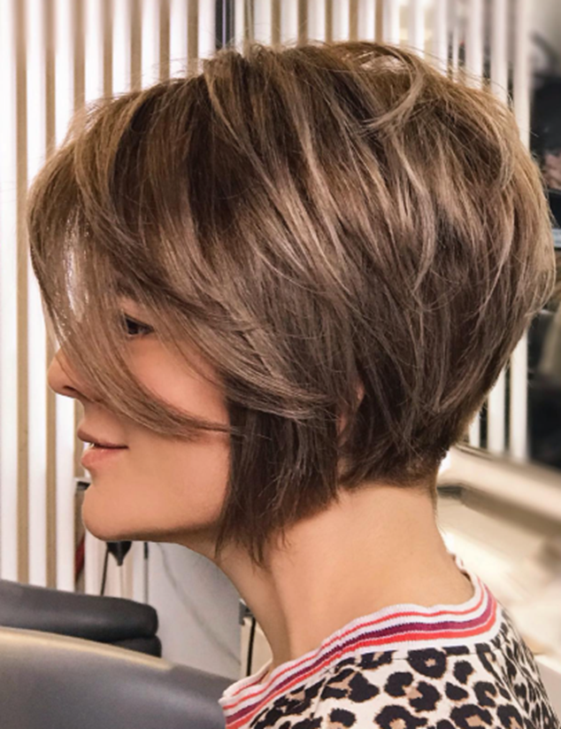 Ash Highlighted Pixie Brown Short Hairstyle