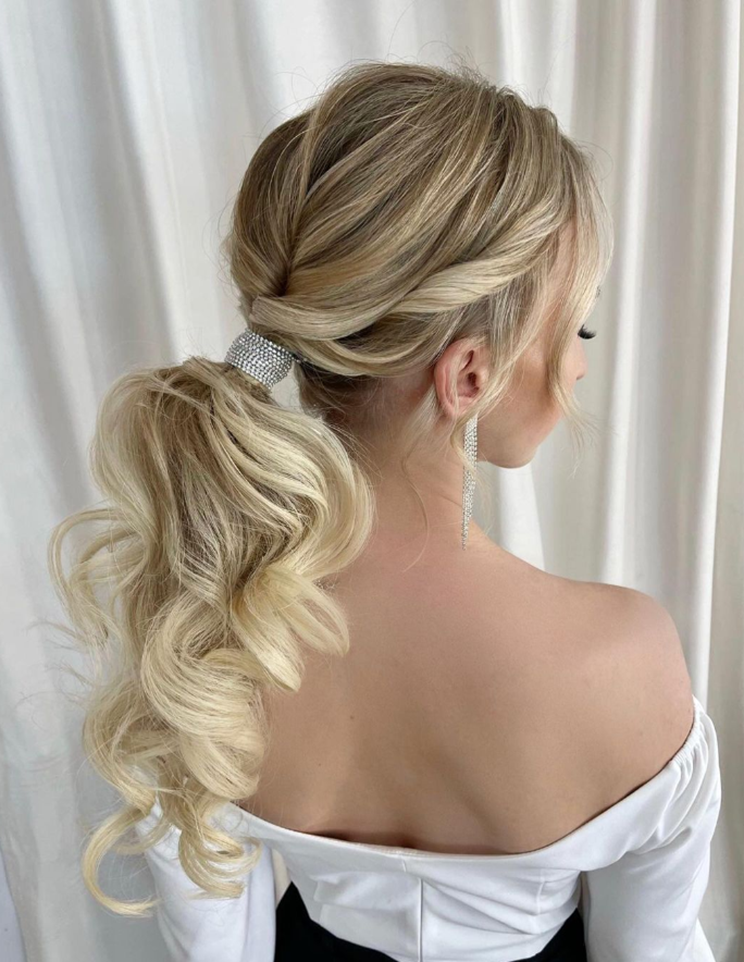 Blonde Ponytail Bridesmaids Hairstyle