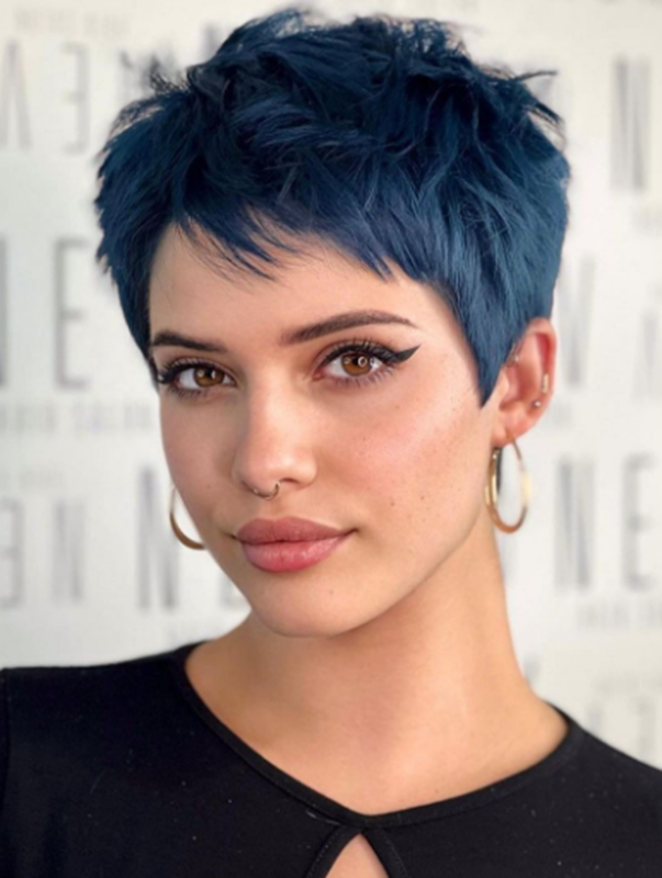 Blue Edgy Short Hairstyle