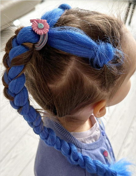 Blue and Black Pony Baby Girl Hairstyle