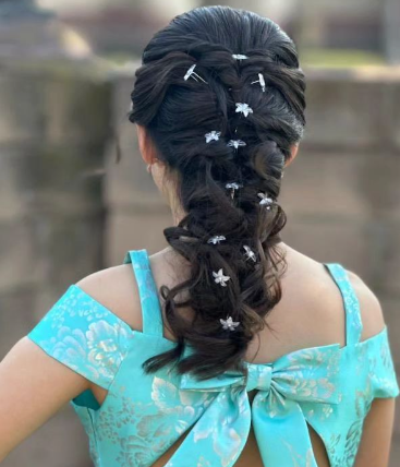 Boho Braid Dama Hairstyle for Quinceaneras