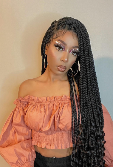 Braids With End Curly Baddie Hairstyle
