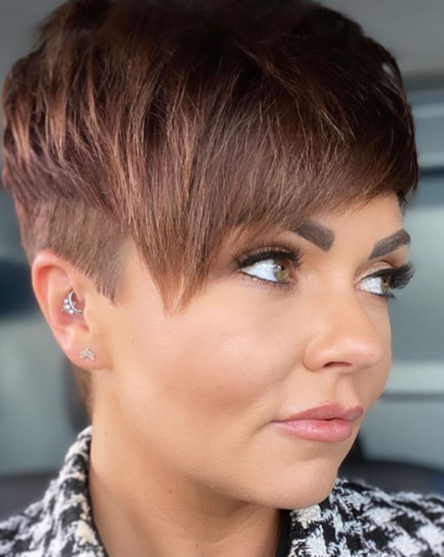 Brown Front Bangs Shaved Hairstyle