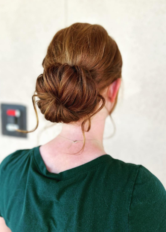 Brunette Low Bun Homecoming Hairstyle