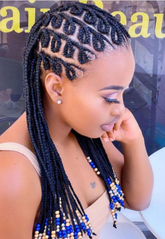 Circle Braided Hairstyle With Beads