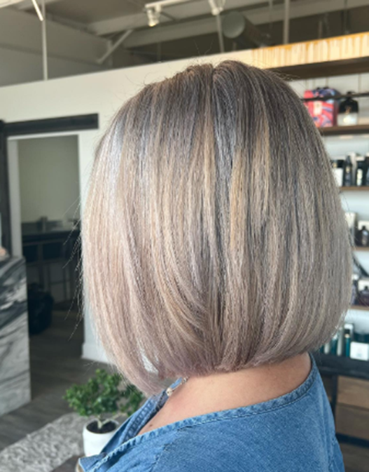 Classic Mid-Length Gray Short Hairstyle For Women