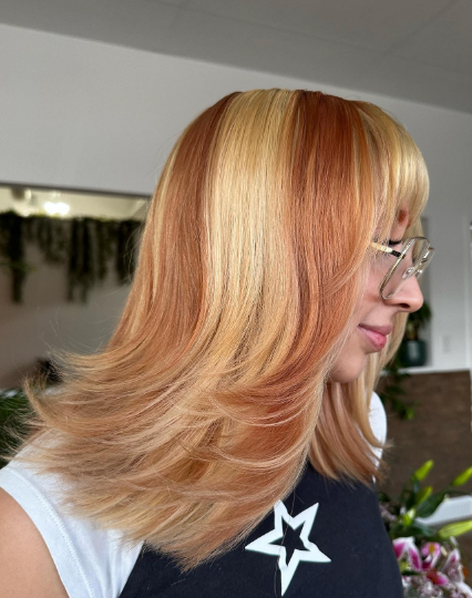 Copper & Blonde Asian Medium Hairstyle