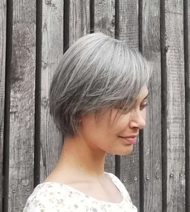 Creamy Side Short Gray Hairstyles For Women