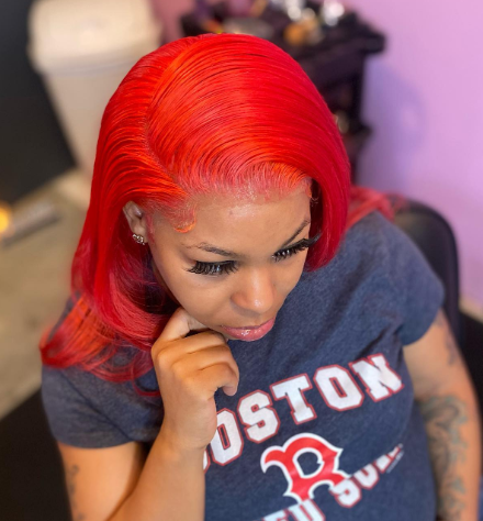 Crimson Color Free Style Hairstyle