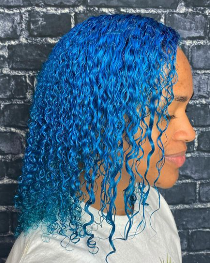 Curls Frizz Black And Blue Hair Color Ideas