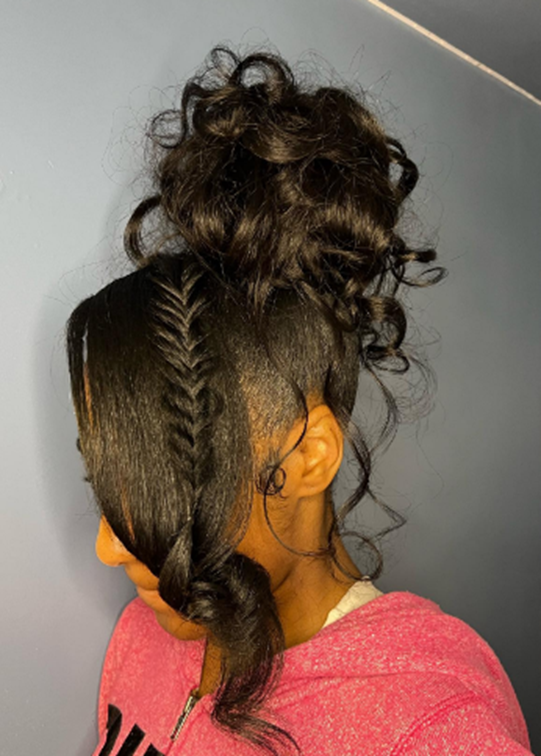 Curly Bun With Fishtail Braids For Black Hair
