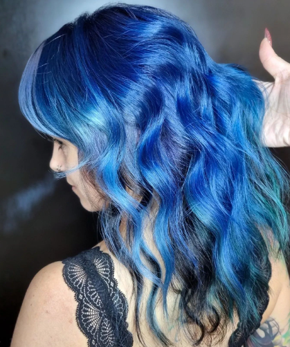 Curly Silver With Black And Blue Hair Color Ideas