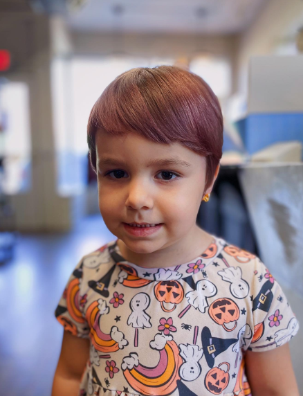 Cuts Bangs With Little Girl Pixie Cut