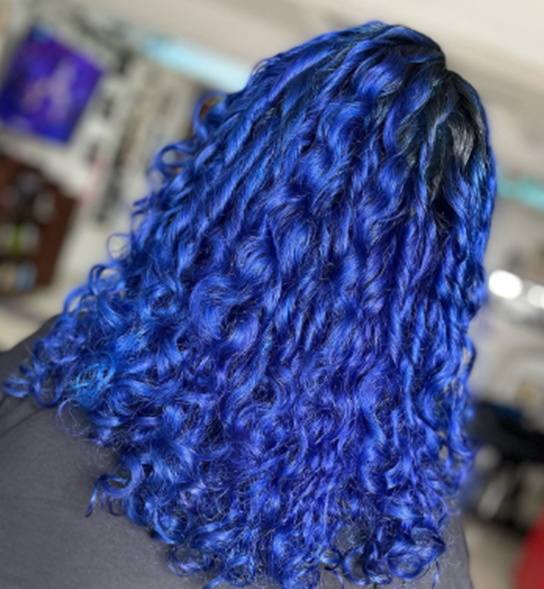 Dark Blue Curly Hair Color