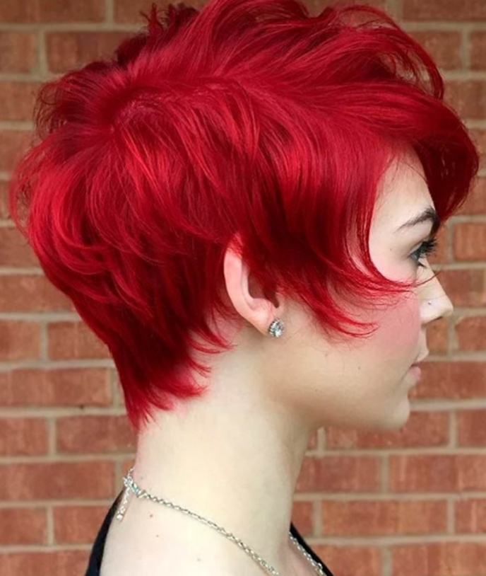 Dark Red Edgy  Hairstyle