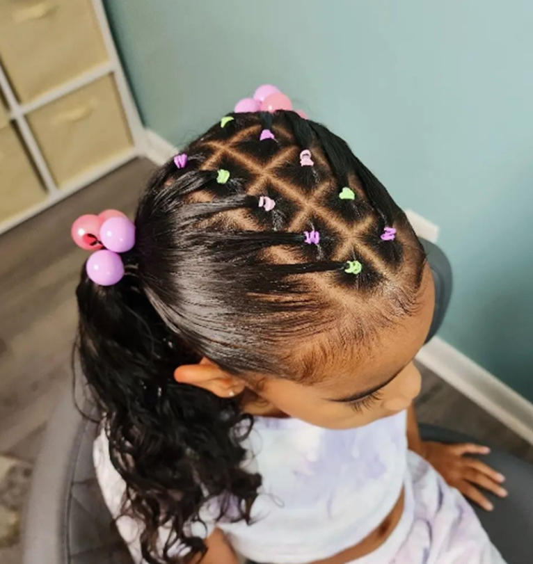 Double Ponytail Mixed Little Girls Hairstyle