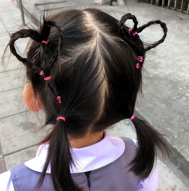 Double Side Heart Mixed Little Girls Hairstyle