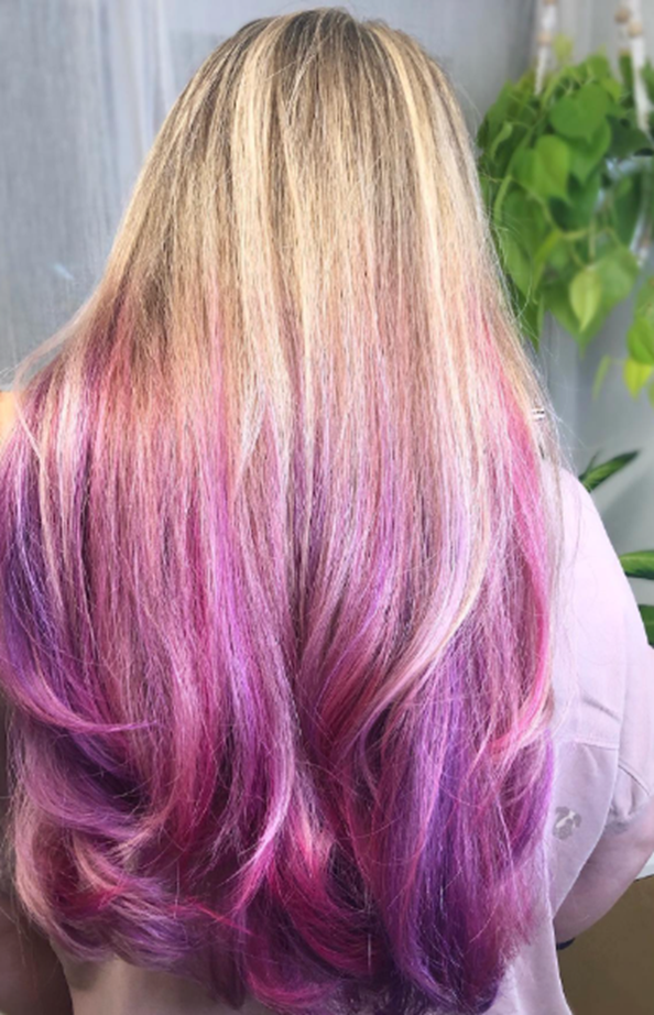 Dusky Pink And Purple Hair Looks