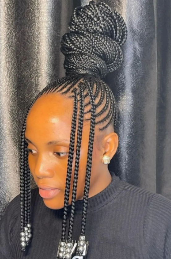 Fancy Under Braided Hairstyle With Beads