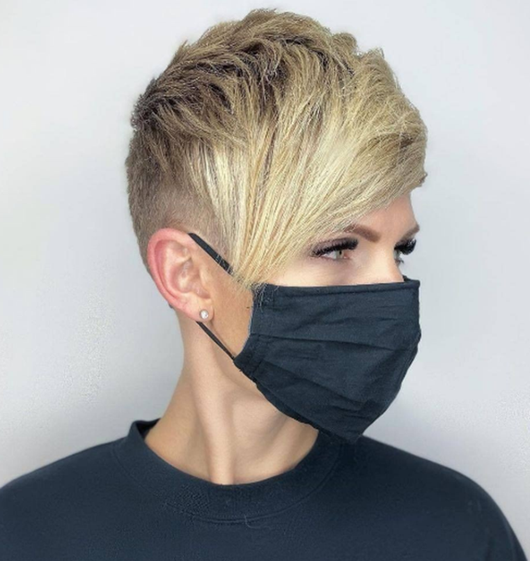Front Blonde Thick Hair Pixie Cut