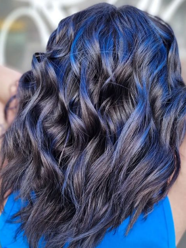 Grey Mixed With Black And Blue Hair Color Ideas