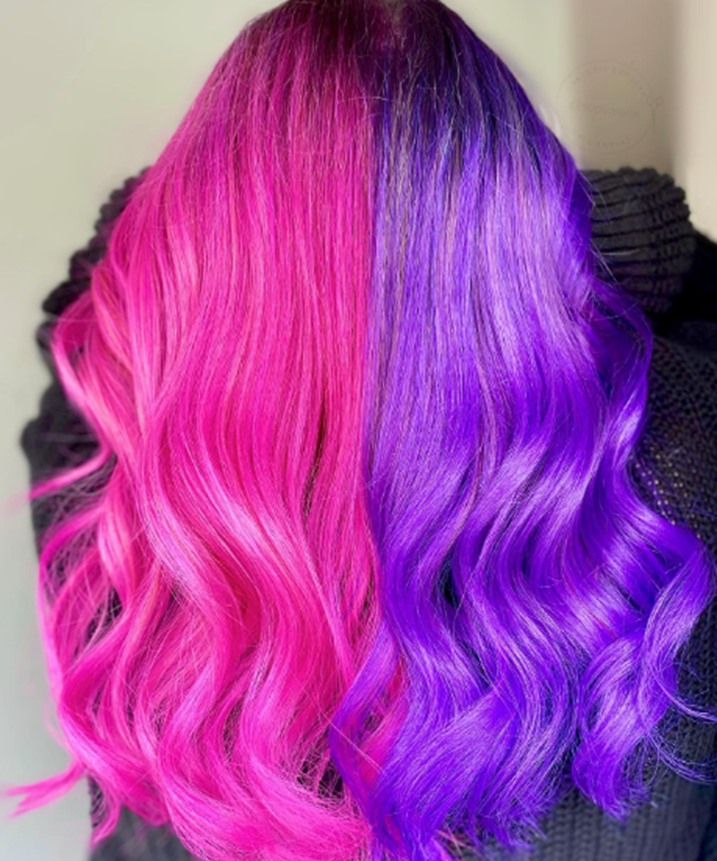Half N’ Half Pink And Purple Hair Looks