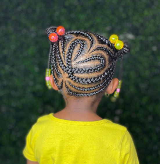 Heart Braided Bun Winter Protective Natural Hairstyle Kids