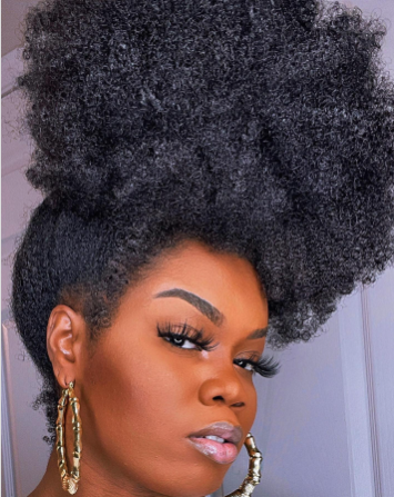 High Middle Afro Puff Hairstyle