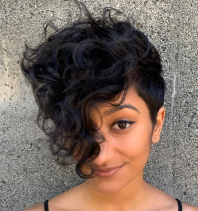 Inverted Curly Pixie Cut