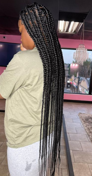 Large Knotless African Braids Hairstyle