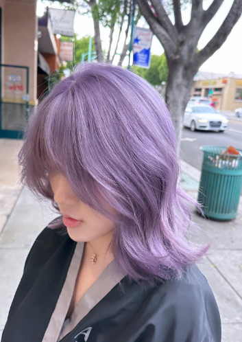 Lavender Asian Medium Hairstyle