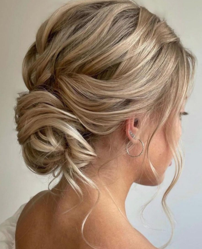 Light Brown With Bun Bridesmaids Hairstyle