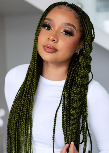 Light Green African Braids Hairstyle
