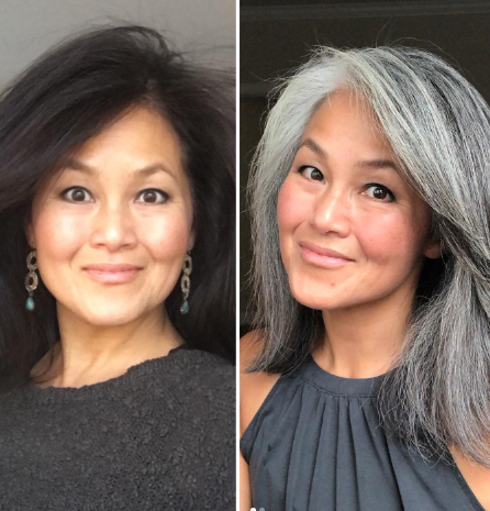 Medium Length Gray Hair Before After