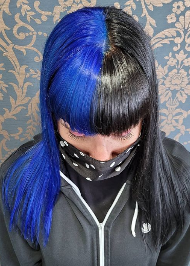 Old Split Black And Blue Hair Color Ideas