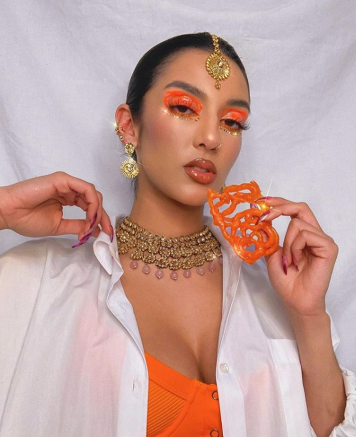 Orange Jalebae Glam Makeup Looks