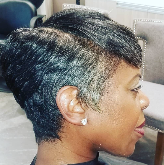 Partial Quick Weave African American Hairstyle Women Over 50