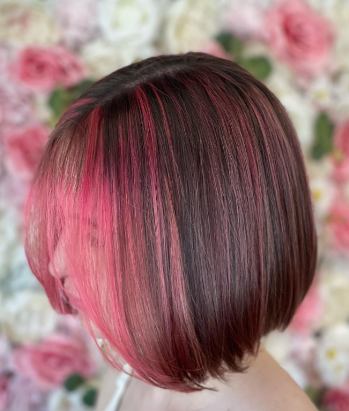 Pink Brown Asymmetrical Haircut