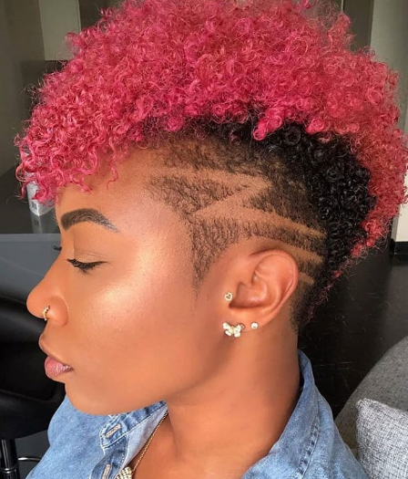 Pink Fade Haircut For Black Women