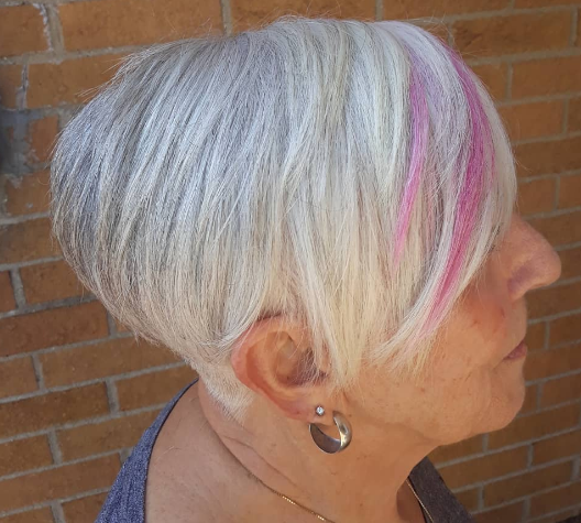 Pink Highlight Low Maintenance Haircuts For Women Over 50