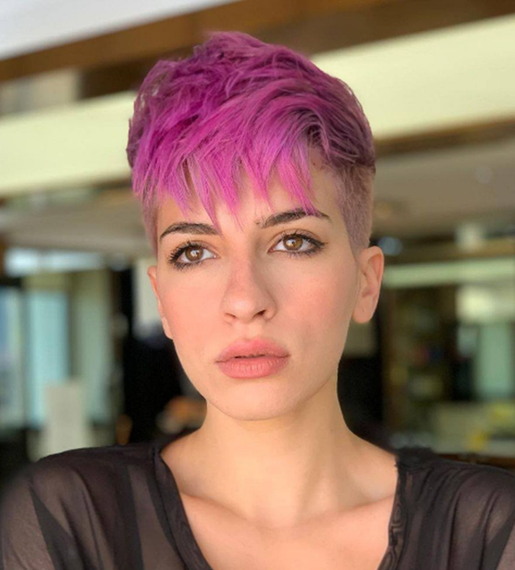 Pink Low Maintenance Thick Hair Pixie Cut