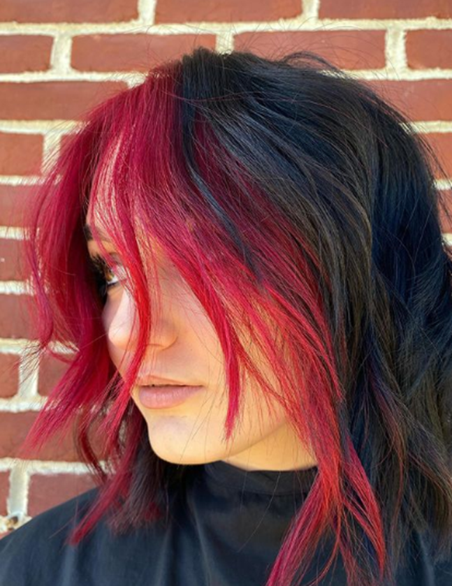 Pulpriot Red Medium Length Layered Hairstyle
