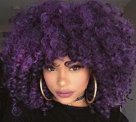 Purple Afro Puff Hairstyle