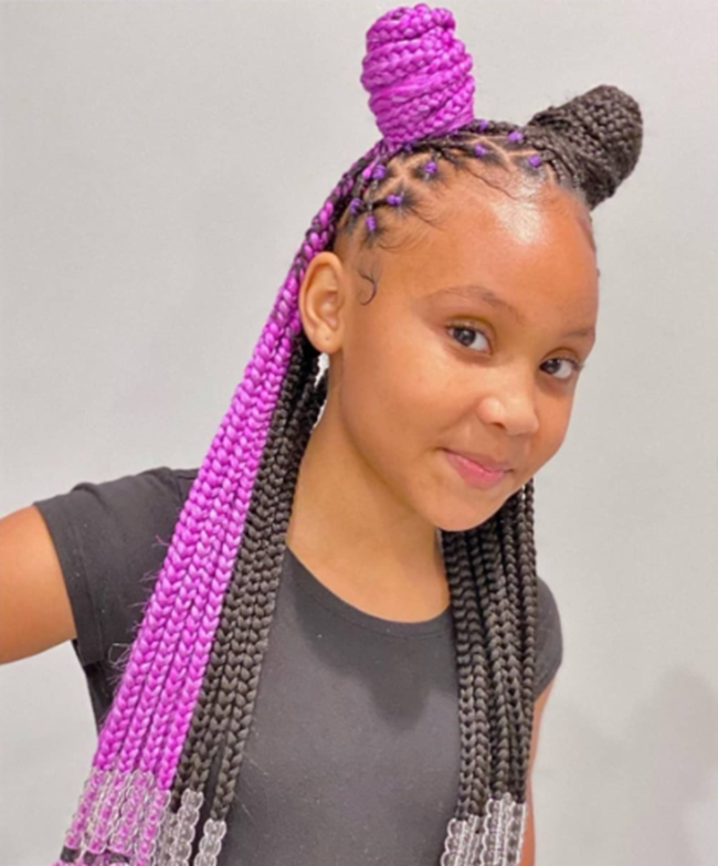 Purple Braided Hairstyle With Beads