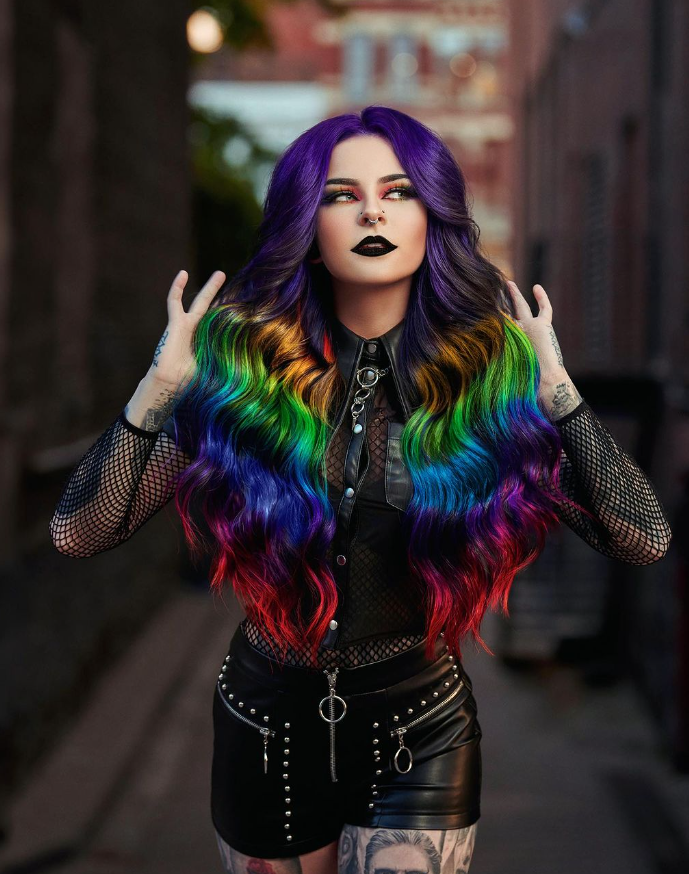 Rainbow Wavy E Girl Hairstyle