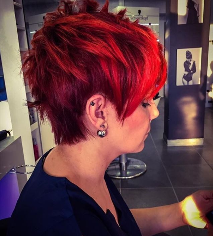 Red Edgy Short Hairstyle