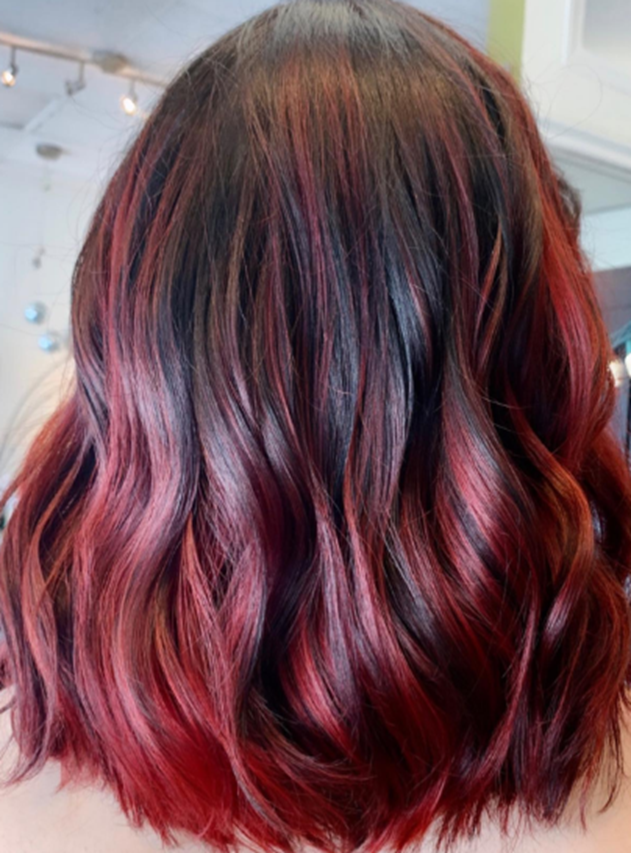 Sassy Balayage Dark Red Hair Color