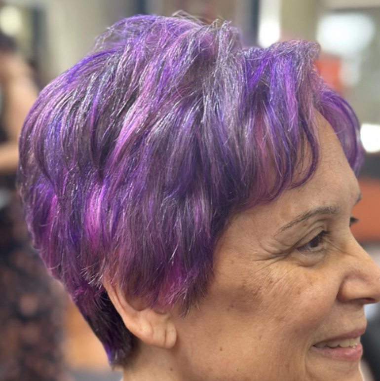 Short Cut Pink And Purple Hair Looks